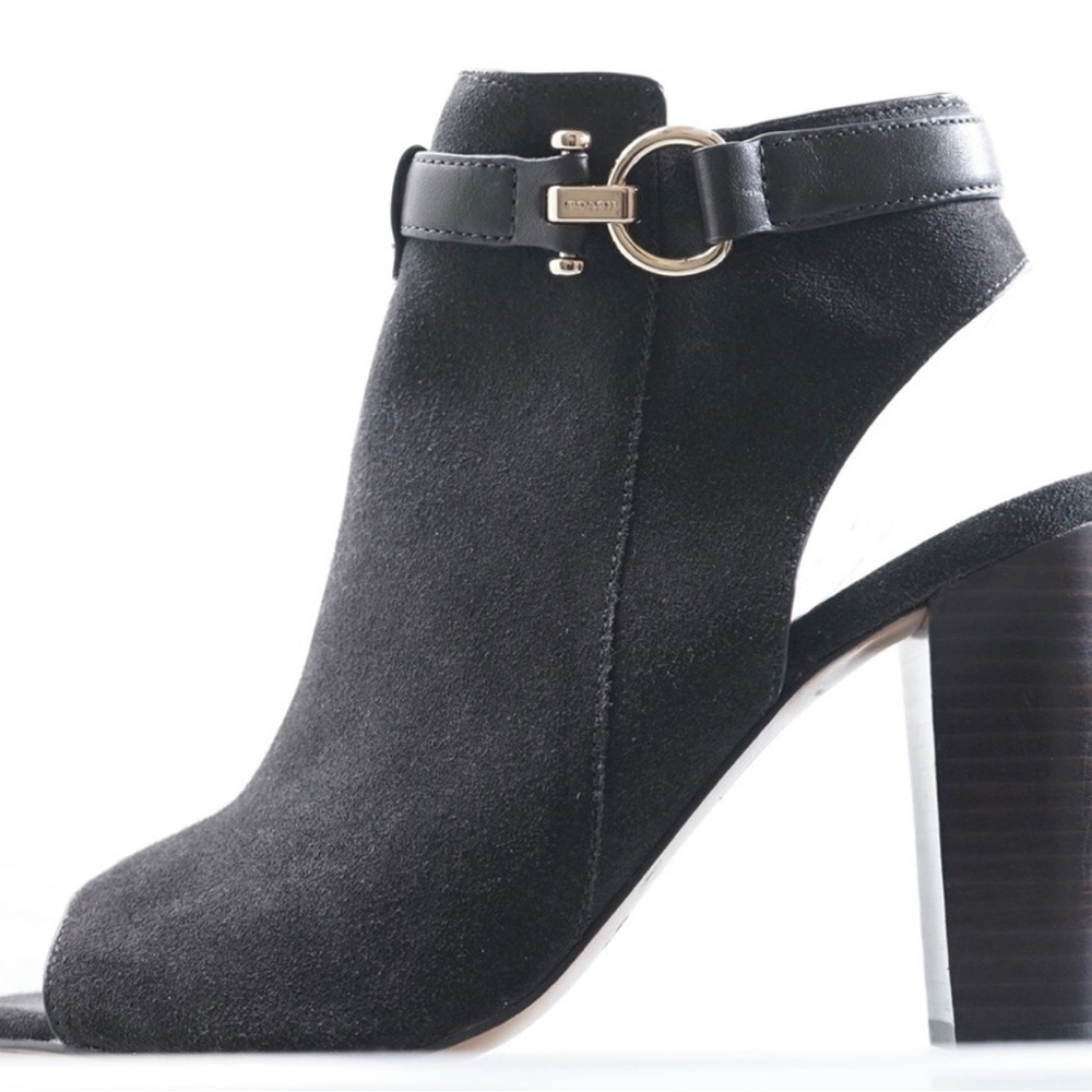 Coach Lafayette Suede Mat Calf Booties Ebony/Ebony